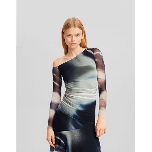  Robe Midi Asymétrique Manches Longues Imprimé Femme L Bleu Foncé