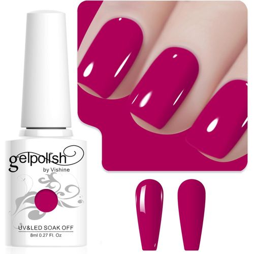 8ml Vernis À Ongles Gel Semi Permanent Couleur Rose Vif, Vernis Semi Permanent Soak Off Uv Led Gel Polish Nail Art Manucure Salon Diy L255 