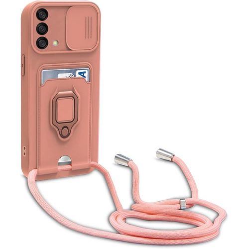 Cordon De Coque Compatible Avec Oppo A74 4g/A95 4g/F19/Reno 6 Lite, Collier Pour Étui Colliers De Cellulaire, Silicone Cover Protection De La Caméra Étui Lanyard Case-Pink