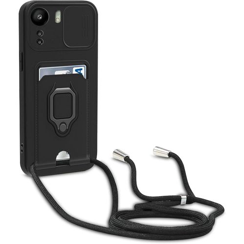 Cordon De Coque Compatible Avec Xiaomi Redmi 13c/Poco C65, Collier Pour Étui Colliers De Cellulaire, Silicone Cover Protection De La Caméra Étui Lanyard Case-Noir