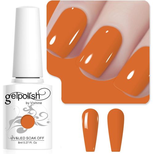 8ml Vernis À Ongles Gel Semi Permanent Couleur Orange, Vernis Semi Permanent Soak Off Uv Led Gel Polish Nail Art Manucure Salon Diy L265 