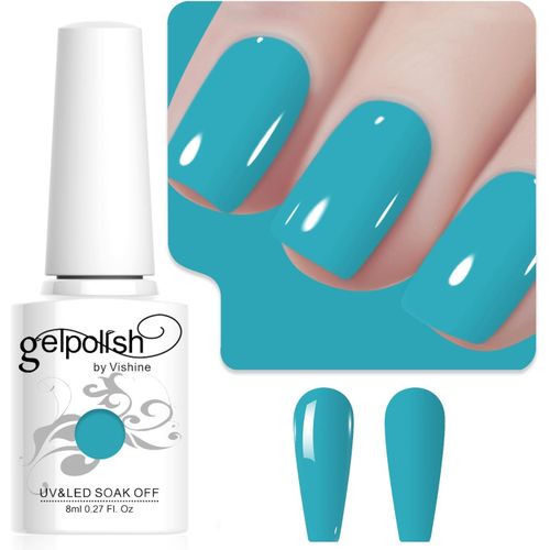 8ml Vernis À Ongles Gel Semi Permanent Couleur Bleu Turquoise, Vernis Semi Permanent Soak Off Uv Led Gel Polish Nail Art Manucure Salon Diy L239 