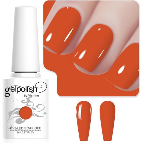8ml Vernis À Ongles Gel Semi Permanent Couleur Orange Brûlé, Vernis Semi Permanent Soak Off Uv Led Gel Polish Nail Art Manucure Salon Diy L264 