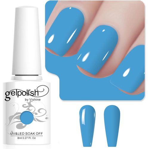 8ml Vernis À Ongles Gel Semi Permanent Couleur Bleu Ciel, Vernis Semi Permanent Soak Off Uv Led Gel Polish Nail Art Manucure Salon Diy L242 