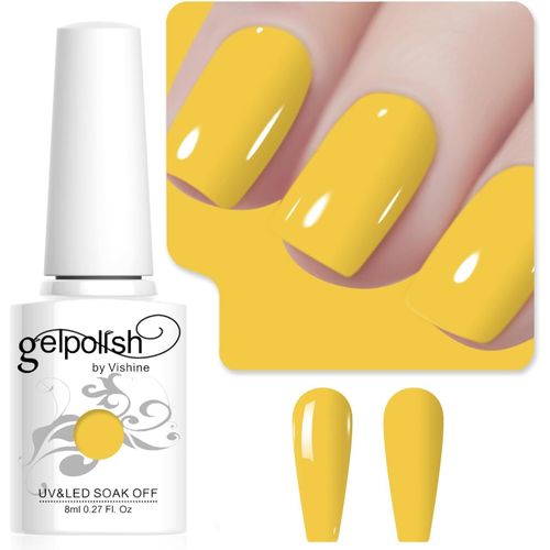 8ml Vernis À Ongles Gel Semi Permanent Couleur Jaune Citron, Vernis Semi Permanent Soak Off Uv Led Gel Polish Nail Art Manucure Salon Diy L269 