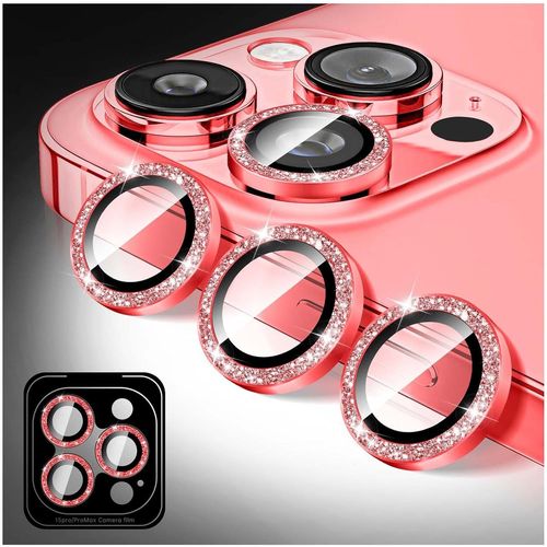 Protecteur D'objectif D'appareil Photo À Paillettes Pour Iphone 12 Pro Max, Couverture De Caméra En Verre Trempé 9h, Anneaux Métalliques Individuels À Alignement Automatique