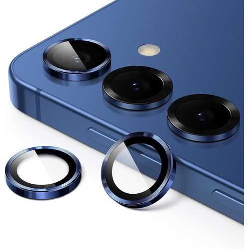 Protection Objectif Caméra Pour Samsung Galaxy S25+ / S25 Plus 5g, Étui Housse En Verre Trempé 9h Anneau Individuel En Métal, Plateau D'installation Facile, Hd Transparent, 1 Série (Bleu Nuit)