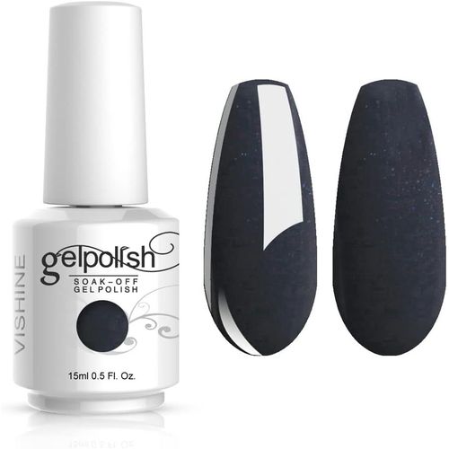 Vernis À Ongles Semi-Permanent Gelpolish Soak-Off Uv Led Manucure Vernis Gels Gris Foncé Scintillant (1420) 