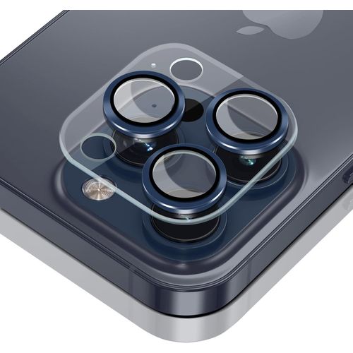 1 Pièces Caméra Protecteur Compatible Avec Iphone 15 Pro / 15 Por Max, [9h Dureté] [Anti-Rayure] [Sans Bulles] [Hd], Film De Protection D'objectif Pour Iphone 15 Pro Max / 15 Pro - Bleu