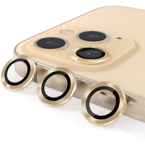Caméra Arrière Protecteur Compatible Avec Iphone 12 Pro Max, [Alliage D'aluminium], Couverture Complet & 9h Dureté Film De Protection Caméra Lentille, Or