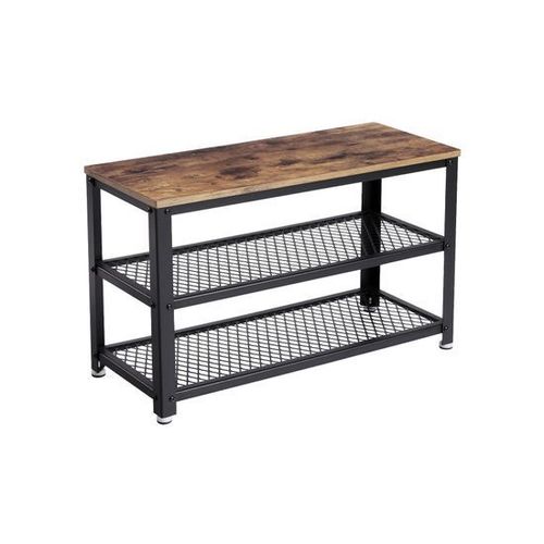 Banc À Chaussures, Étagère De Rangement À 2 Niveaux, Organisateur, À Chaussures, 73 X 30 X 45 Cm, Pour Entrée, Salon, Cadre En Acier, Style Industriel, Marron Rustique Et Noir