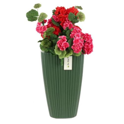 Pot De Fleurs Haut Carré H 60 Cm Vert Rainures Élégantes