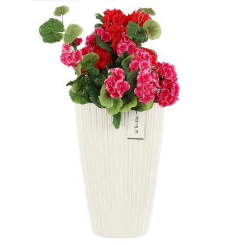 Pot De Fleurs Haut Carré H 60 Cm Blanc Rainures Élégantes