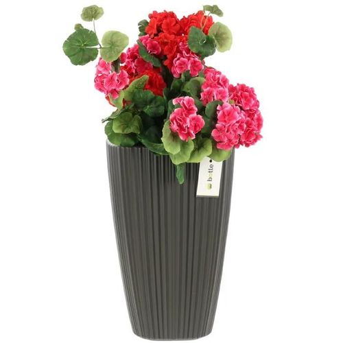 Pot De Fleurs Haut Insert Carré H 60cm Anthracite Rainures Stylisées