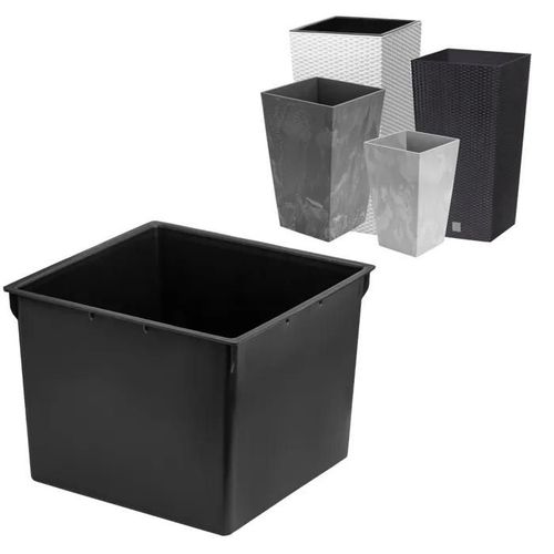 Insert Carré Interchangeable 14x14 Cm Noir 2 L Pour Pots Prosperplast H 26,5 Cm