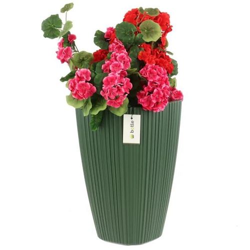 Pot De Fleurs Haut Insert Carré H 45cm Vert Rainures Élégant