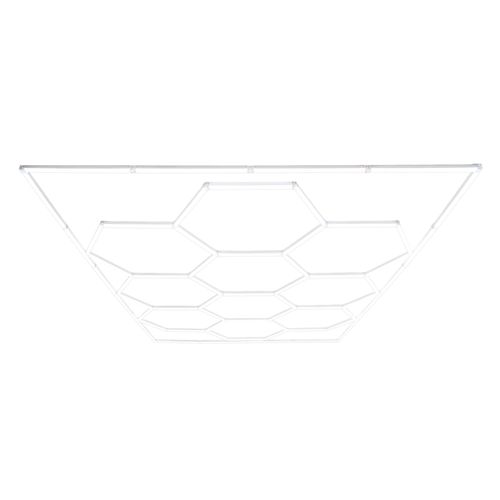 Lot de 10 Plafonnier LED Hexagonale & Bordures 2 x 5 Cadres Modulaires Blanc 120 Lumens 6500K 3 Choix de Montage & Kit Pour Plafond Suspendu Garage Atelier Showroom Salle de Sport