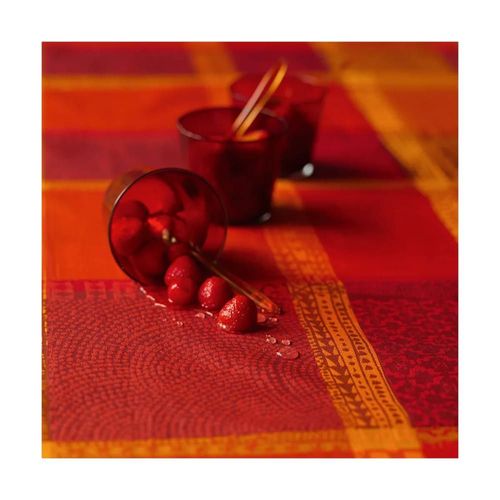 Nappe Carrée Enduit Pur Coton Orange 175x175 Cm