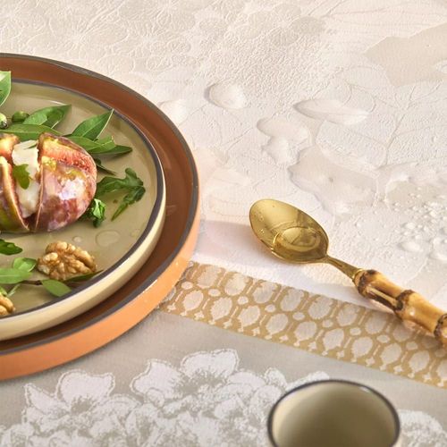 Nappe Carrée Enduit Pur Coton Beige 175x175 Cm