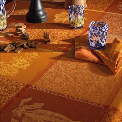 Nappe Enduit Pur Coton Jaune 175x250 Cm