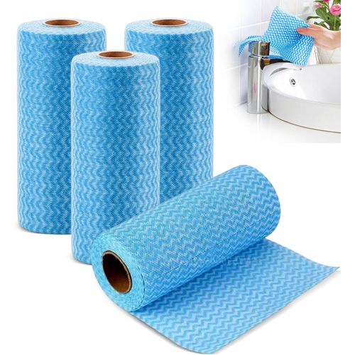 KGABERY-Lot De 4 Rouleaux De Lingettes J Cloth,Réutilisables,En Tissu Non Tissé,Multi-Usages,Pour Salon,Cuisine,Table À Manger (Bleu)
