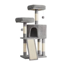 Arbre À Chat, Tour Poteaux À Gratter 115 Cm, Gris Clair