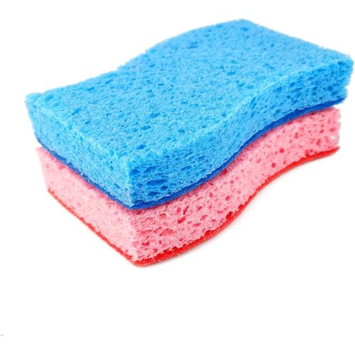 KGABERY-Éponge En Cellulose-Ensemble De 2 Pièces-Éponge À Vaisselle Double Face Pour La Cuisine,Nettoyeur De Casseroles,Sans Rayures
