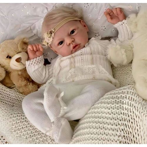 Poupée Reborn Bébé Fille Blonde Baby Doll Ultra Réaliste Nouveau-né 48cm