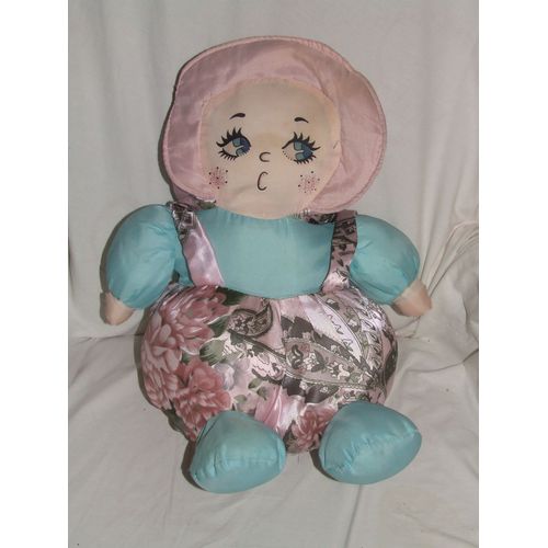 Poupee Puffalump L Dake Boule Bleu Rose Fleur 45 Cm Assise