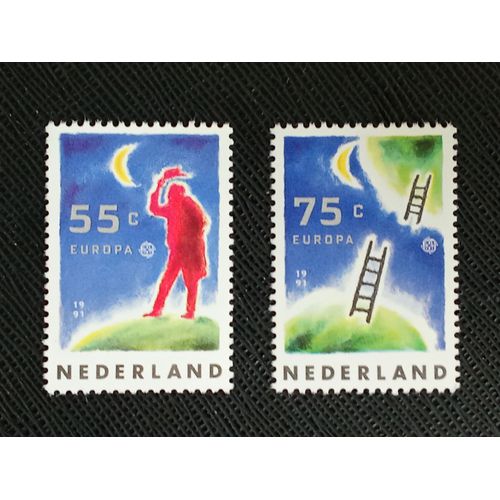Timbre Pays Bas Y T 1379 - 1380 Série : Europa C.E.P.T. – L'Europe Dans L'Espace 1991 (030709 )
