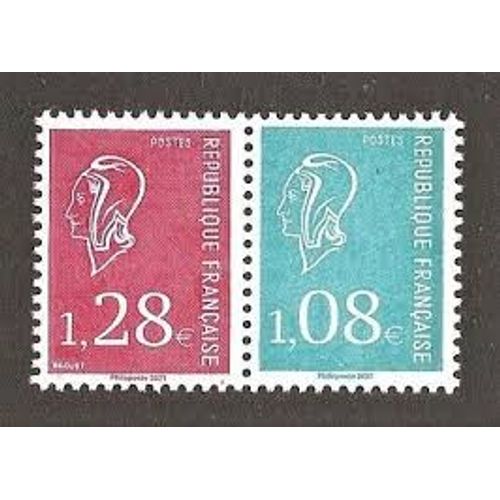 50 Ans De La Marianne De Béquet La Paire (Provenant De La Bande Carnet) Année 2021 N° 5535 5536 Yvert Et Tellier Luxe
