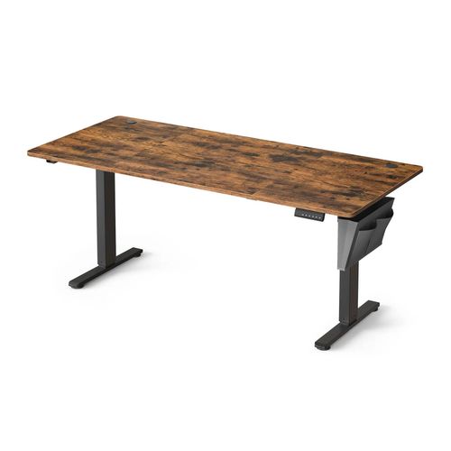 Bureau Électrique Réglable En Hauteur, 180 X 80 Cm, Table Assis-Debout, Fonction Mémoire 4 Hauteurs, Pour Bureau, Télétravail, Marron Rustique