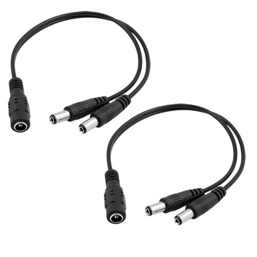 2 pcs DC câble répartiteur d'alimentation, 1 femelle vers 2 Mâle 5.5 mm x 2.1 mm Camera câble répartiteur d'alimentation CC, branche câble DC Jack Y Splitter