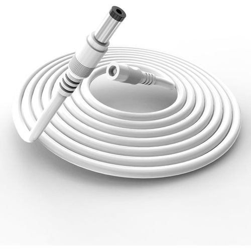 Câble d'extension CC de 2 m pour bloc d'alimentation, caméra de surveillance, bande LED, routeur, surveillance CCTV IP, connecteur universel pour bloc d'alimentation 0   24 V, blanc, 2 m/6