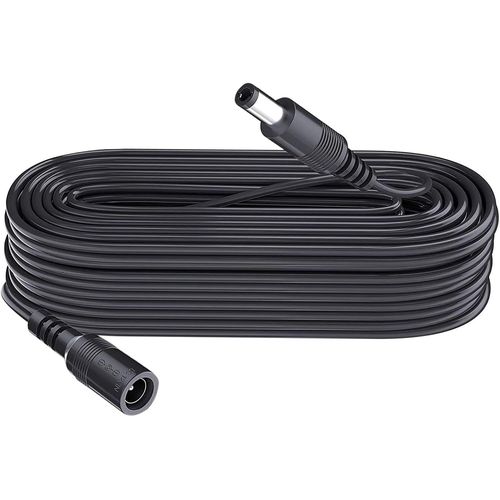 Câble d'extension d'alimentation CC de 10 m, prise 5,5 mm x 2,1 mm, prise mâle vers femelle, DC 5 V 6 V 9 V 12 V 24 V pour caméras de sécurité, DVR, routeur, imprimante, bande LED, noir