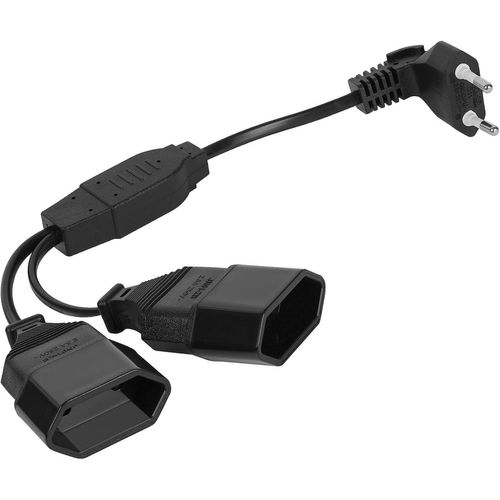 rallonges d'alimentation, 30cm 2 en 1 Câble d'extension de Prise d'extension EU, 0,75 mm² Max. 2.5A/250V Fiche Euro vers Prise Euro pour Ordinateur, TV, PC, Noir