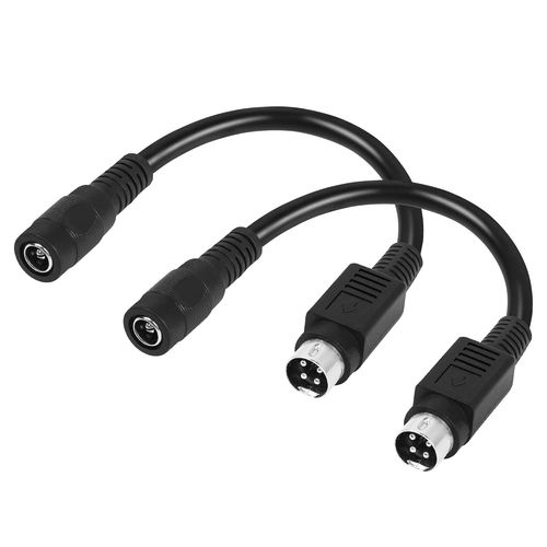 Câble court d'alimentation CC 15 cm 4 broches DIN vers 5,5 x 2,1 mm pour adaptateur de chargeurs de système de caméra CCTV (lot de 2)