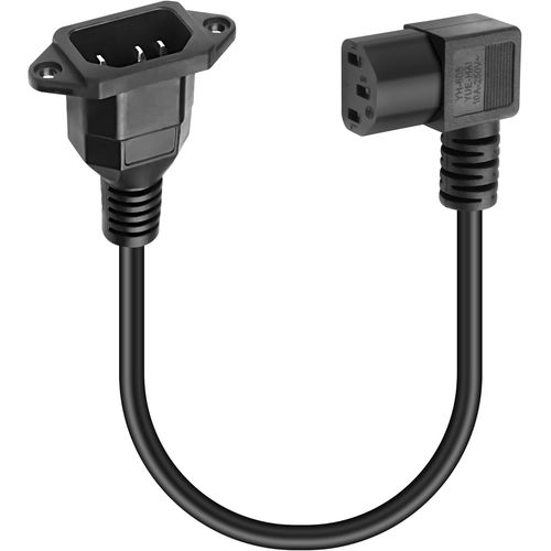 90 degrés C13 à C14 câble Adaptateur Secteur IEC 320 C13 Femelle à C14 Mâle Support Mural PDU câble d'extension d'alimentation pour Ordinateur, projecteur -Noir, 40cm (C14 to Right C13)
