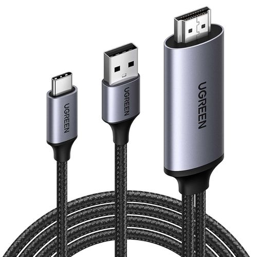2M Câble HDMI vers USB C 4K 60Hz 1080P 120Hz Adaptateur HDMI2.0 Thunderbolt Type C avec Câble Alimentation USB A 1M HDR HDCP Dolby Compatible avec PS5 PS4 Xbox X Switch Ordinateur PC MacBook
