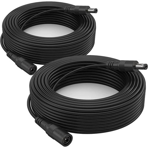 Lot de 2 Câble d'extension d'alimentation, 10 m 5,5 mm x 2,1 mm, Compatible avec l'adaptateur Secteur Universel 12 V CC pour caméras IP de sécurité, lumières LED et Plus Encore (Noir)