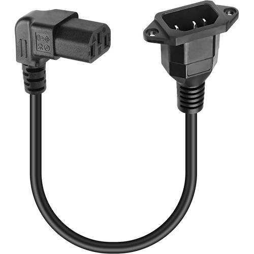 90 degrés C13 à C14 câble Adaptateur Secteur IEC 320 C13 Femelle à C14 Mâle Support Mural PDU câble d'extension d'alimentation pour Ordinateur, projecteur -Noir, 40cm (C14 to Up C13)