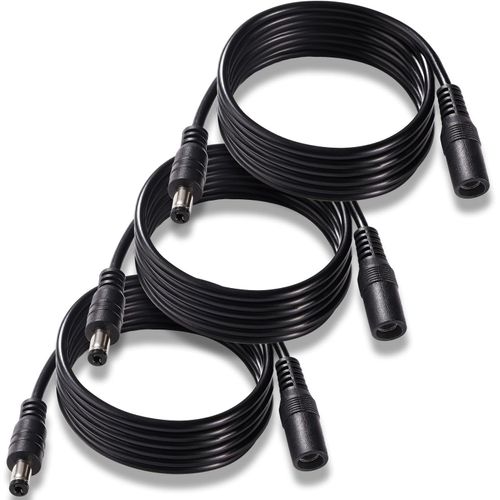 3 Pièces 1.5m 5.5x2.1 mm 24V 12V Rallonges d'alimentation DC, Adaptateur d'alimentation Cordon Rallonge, Câble D'extension d'alimentation Mâle Femelle 22AWG, pour Caméra Sécurité CCTV