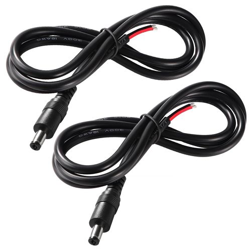 2 Pièces 100cm 18 Awg Câble D'alimentation Cc, 5.5 Mm X 2.1 Mm Mâle Vers Fil Nu Câble D'alimentation De Réparation, Pour Caméra De Sécurité, Bande Lumineuse Led, Dvr