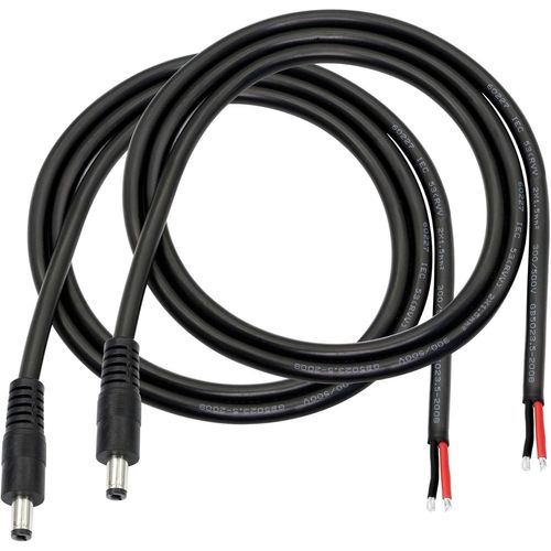Câble d'alimentation CC - 0,9 m - Prise mâle CC 5,5 mm x 2,1 mm - Câble d'alimentation à extrémité ouverte - Câble d'alimentation de réparation pour caméra de sécurité CCTV,DVR,bande lumineuse LED