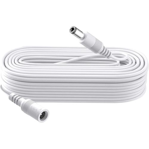 Câble d'extension d'alimentation CC de 10 m, prise 5,5 mm x 2,1 mm, prise mâle vers femelle, DC 5 V 6 V 9 V 12 V 24 V pour caméras de sécurité, DVR, routeur, imprimante, bande LED, blanc