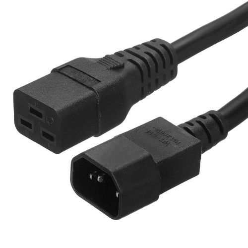 Câble d'Alimentation PDU à Trois Broches C14 Mâle Vers C19 Femelle 2,5mm² 0,5m 250V 10A 16A pour Ordinateur Portable, Électronique, Ordinateur, Imprimante, Radio, Moniteur