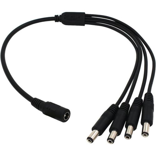 DC câble répartiteur d'alimentation, 1 Femelle vers 4 Male Camera câble répartiteur d'alimentation CC, Branche câble DC Jack Y Splitter pour pour CCTV Caméra de sécurité, LED Strip Light