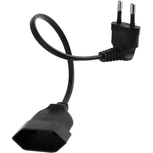 Rallonge d'alimentation Euro 2.5A 250V, Câble d'Extension Euro de 0.3m pour Utilisation Intérieure avec TV, PC, Moniteur, Câble Flexible et Sécurisé avec Prise Européenne Plate