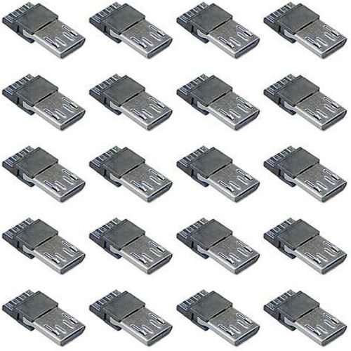 Lot de 40 connecteurs USB type B standard à souder à 5 broches - Prise jack directe - Plaque de soudure pour bricolage USB Power Supply Breadboard design téléphone câble d'alimentation