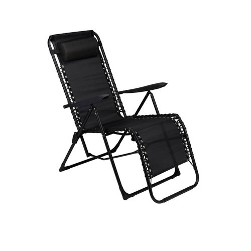 Lifetime Garden Chaise Longue Chaise Pliante Camping 93 X 46 X 110 Cm - Chaise De Jardin Avec Dossier Réglable Et Oreiller - Facile À Ranger - Fauteuil Pliant - Noir